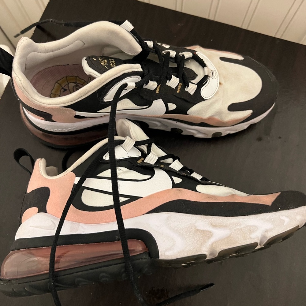 Nike Air Max 270 React Black White pink Sneakers Shoes (CI3866-004) women's 6.5